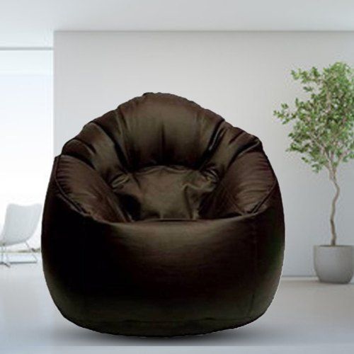 Brown Rexin Leather Bean Bag For Home And Hotel