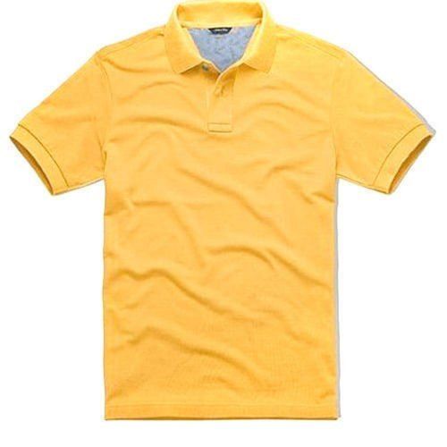 Collar Neck Short Sleeves Super Soft Matty Yellow Cotton School Plain T Shirt Age Group: 16