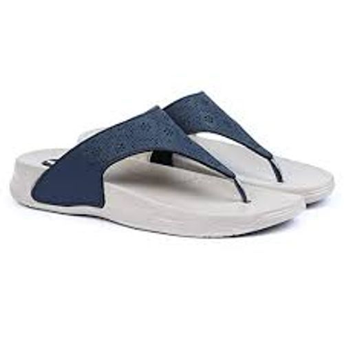 Leather Comfortable And Skin Friendly Women'S And Girls Blue Pu Synthetic Flats Fashion Sandal Slippers 