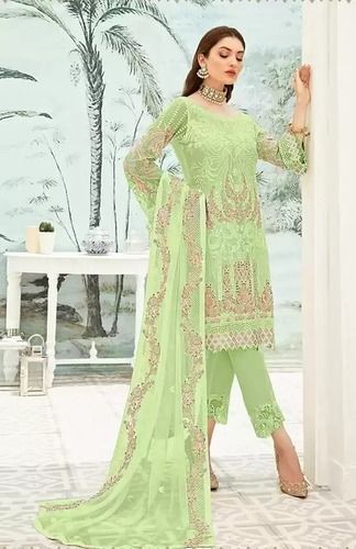 Baby Pink Georgette Heavy Embroidery Full Sleeves Ethic Wear Ladies Suit at  15000.00 INR in Aligarh
