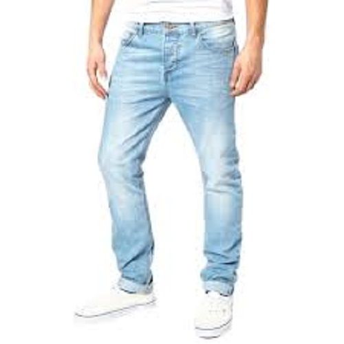 No Fade Skin Friendliness Casual Wear Comfortable And Light Blue Loose Fit Mens Denim Jeans