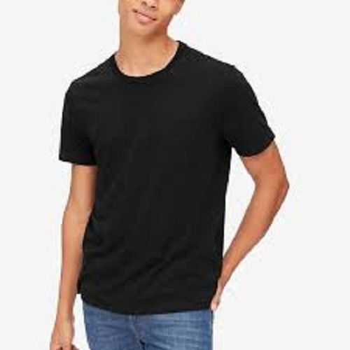 Mens Short Sleeves And O-neck Comfortable Fit Soft Cotton Plain Black Color T-shirt