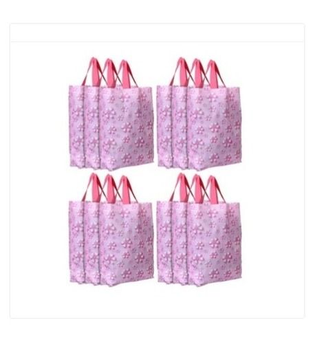 Non Woven Material Rectangular Flower Print Carry Bags With Handles For Shopping Use