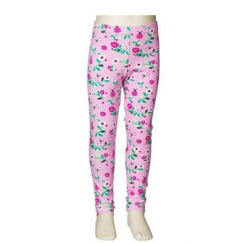 Breathable Good Quality And Comfortable Pink Cotton Lycra Printed Leggings For Kids