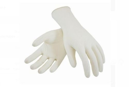 White Full-Finger Natural Latex Rubber Plain Disposable Surgical Gloves