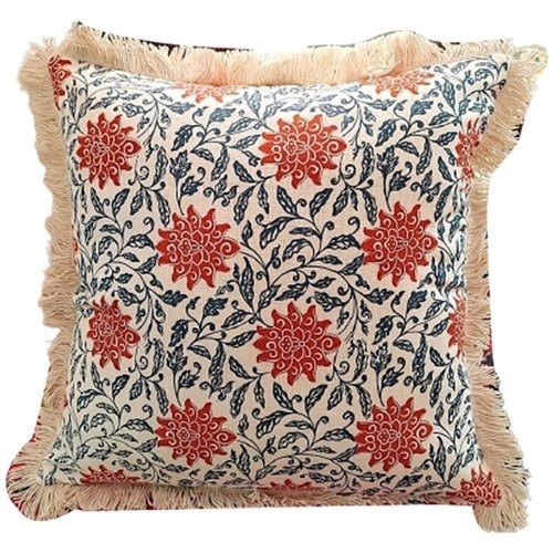 Cream 100 Percent Pure Cotton Beautifully Designed Floral Printed Square Bed Cushion