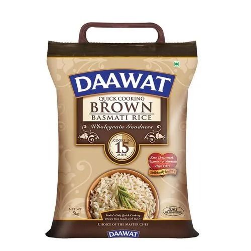 5 Kg 100% Pure Daawat Quick Coking Brown Basmati Rice Wholegrain Goodness  Crop Year: 1 Years