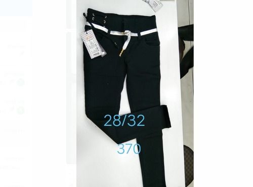 Girls Casual Wear Skinny Fit Ankle Length Black Plain Dyed Denim Jeans