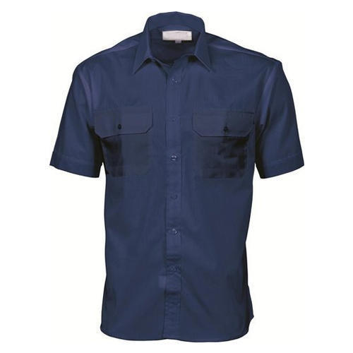 Navy Blue Cotton Polyester Half Sleeve Collar Shirt - Sizes S, M, L, XL, XXL | Anti-Wrinkle, Comfortable, Quick Dry, Washable, Casual and Formal Wear