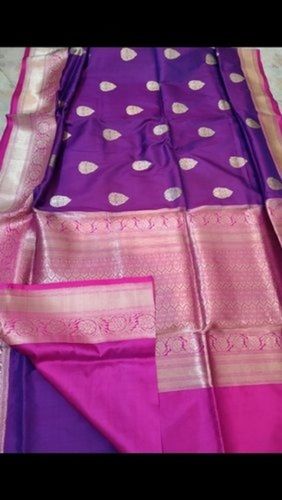 Beautiful Stylish Breathable Designer Party Wear Traditional Elegant Printed Purple Art Silk Saree