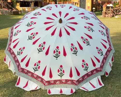 Cotton Fabric Printed Umbrella Used In Rainy And Summer Season