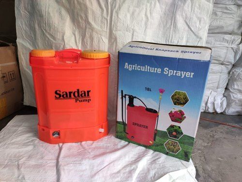 Hand Crank Easy To Use Manual Stroke Orange Knapsack Agricultural Sprayer, Capacity 18 Ltr