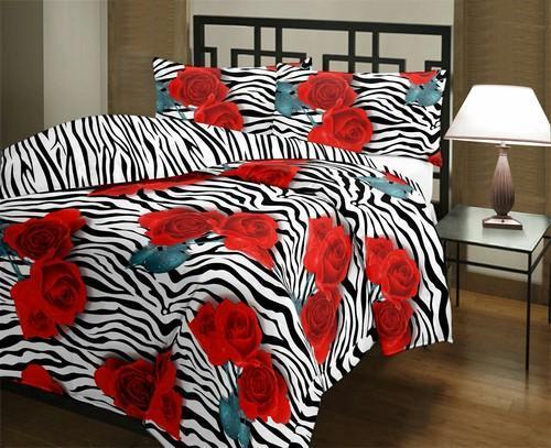 Cotton Bed Sheet Fabrics - Red, White, and Black Floral Prints | Washable, Soft, and Comfortable for Any Bedding Style