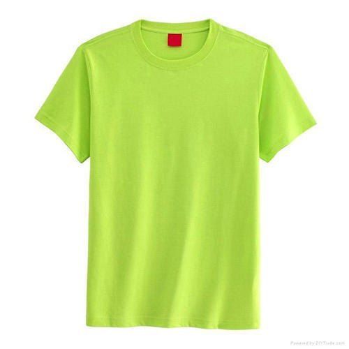 Green Color Plain Half Sleeve Round Neck T Shirts With Cotton Fabrics Gender: Male