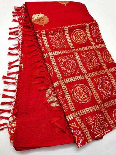 Ladies Casual Wear Red 100% Pure Silk Printed Straight Kurti With Chiffon Dupatta Decoration Material: Beads