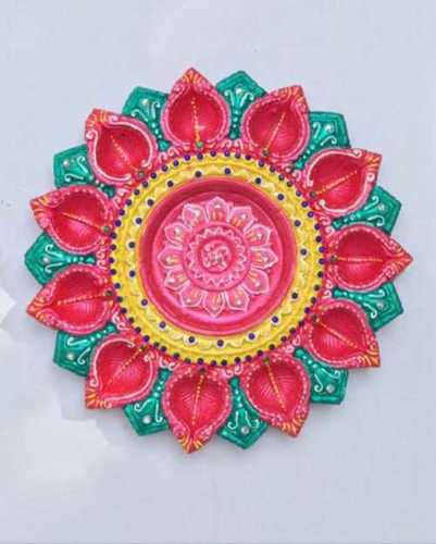 Multicolor Tera Cotta Diwali Decorative Thali Diya For Interior Decoration
