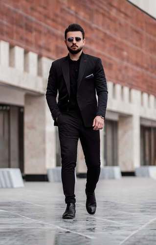 Indian Plain Black Color Mens Coat And Pant For Party And Office Wear ...