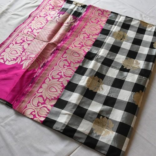 Pure Ikkat Silk Saree silk Mark Saree Pure Silk Sari With Blouse  Pochampally Silk Saree Sarees USA Pink Checks Silk Saree With Blouse - Etsy