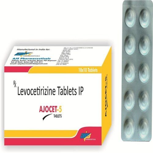 AJOCET-5 लेवोसेटिरिज़िन एंटीहिस्टामाइन टैबलेट, 10x10 ब्लिस्टर पैक 