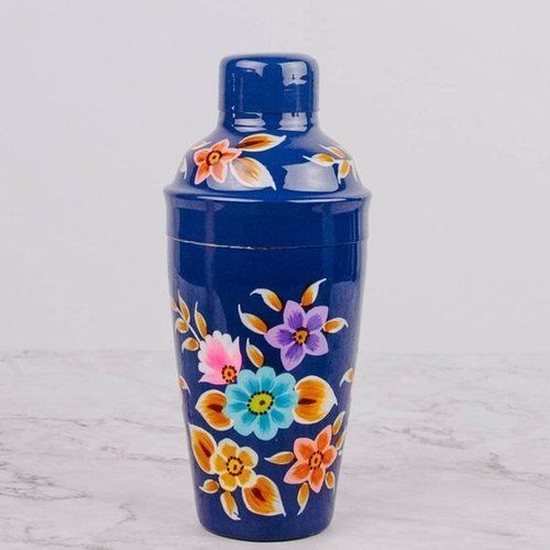 Light In Weight Stainless Steel Blue And Flora Printed Stylish Water Bottle