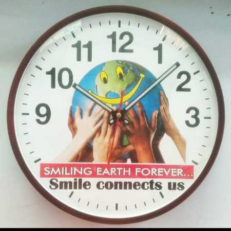 Dark Brown Round Shape Corporate Analog Wall Clock With Logo Printed