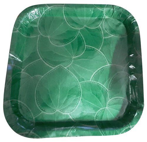 Green Color Printed Laminated Disposable Paper Plate With Square Shape Application: Event And Party Supplies