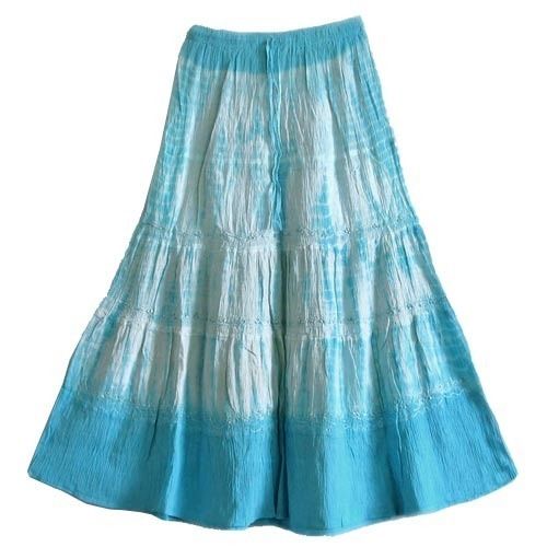 Sky Blue Womens Light Weight Comfortable Stylish Cotton Printed Long Skirt