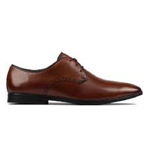 Comfortable And Breathable Solid Brown Mens Leather Shoes For Casual Wear