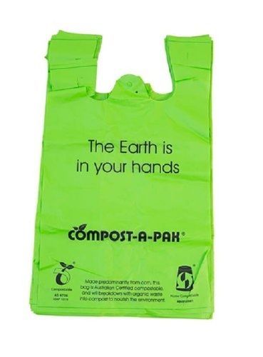 Green Eco Friendly And Light Weight Plain Plastic Carry Bags For Shopping Strong Or Durable