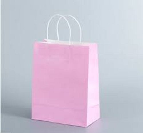 Pink Color Eco Friendly Durable With Light Weight Paper Bag For Gift And Shopping