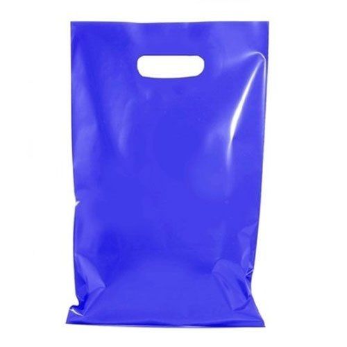 Plain Light Weight Die Cut Blue Plastic Carry Bags with Handle For Shopping