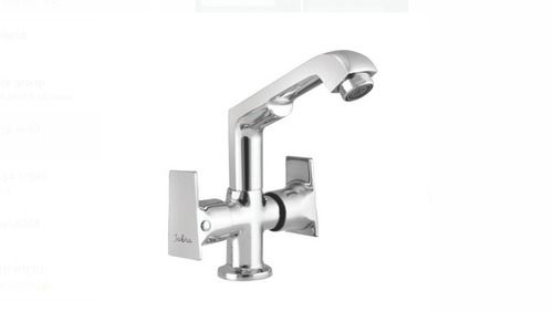 Silver Stainless Steel Center Hole Basin Mixer With Deck Mounted