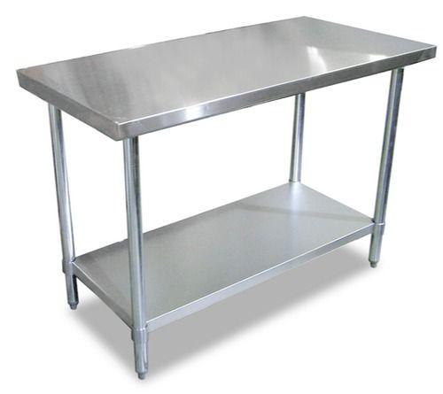 Sturdy Construction Rectangular Stainless Steel Work Table With Two Under Shelf