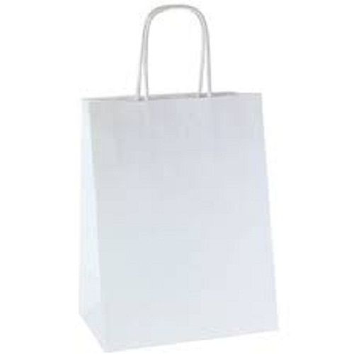 White Color Biodegradable Handmade Paper Bags With Flexi Loop Handle For Shopping