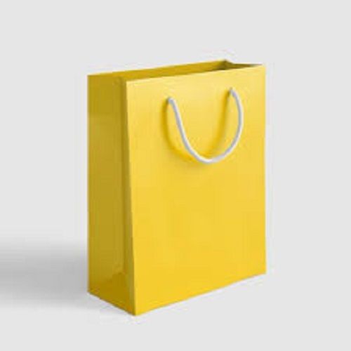 Recyclable Yellow Color Eco-Friendly Plain Paper Carry Bag For Shopping And Gifting 