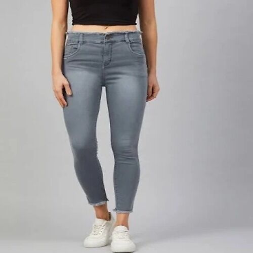 Casual Wear Grey Color High Waist Slim Fit Skinny Denim Jeans For Women Age Group: >16 Years