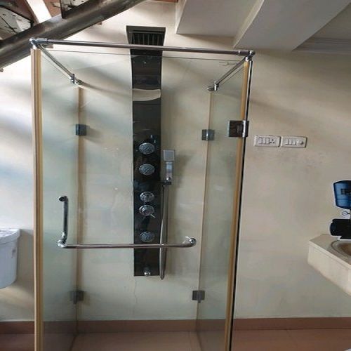 Stainless Steel Strong And Long Durable Transparent Shower Glass Panel For Bathroom Fittings at