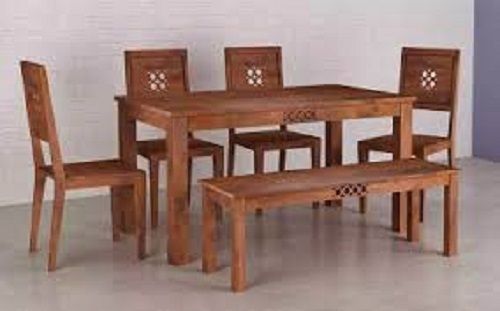 Handmade 100 Percent Solid Wood Made Brown Wooden Dining Table Set Strong And Durable