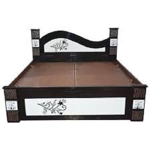 100 Percent Solid Wood Made Dark Brown Wooden King Size Double Bed Strong And Durable Carpenter Assembly