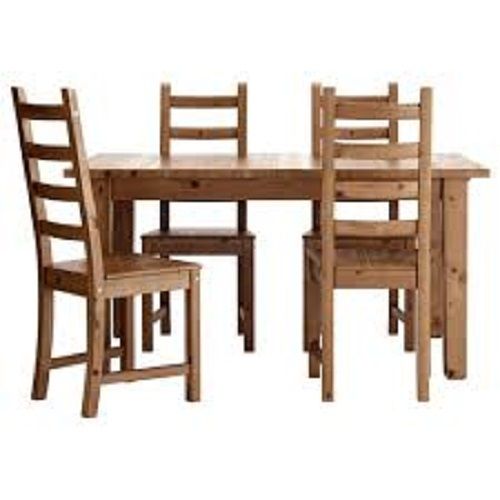 100 Percent Solid Wood Made Light Brown Dining Table Set Strong And Durable