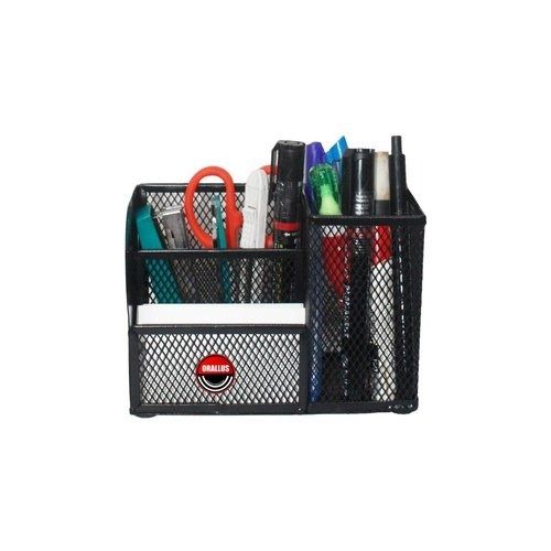 Black Metal Mesh Desk Organizer With 3 Compartments For Stationery Uses Yes