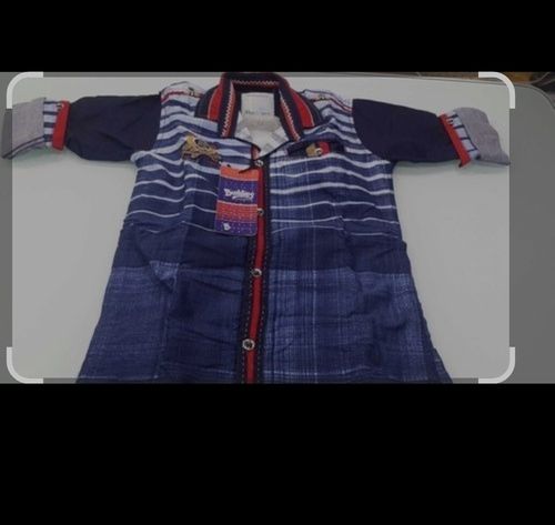 Kids Casual Wear Regular Fit Full Sleeves Dark Blue Denim Printed Shirt Age Group: 3-7 Years