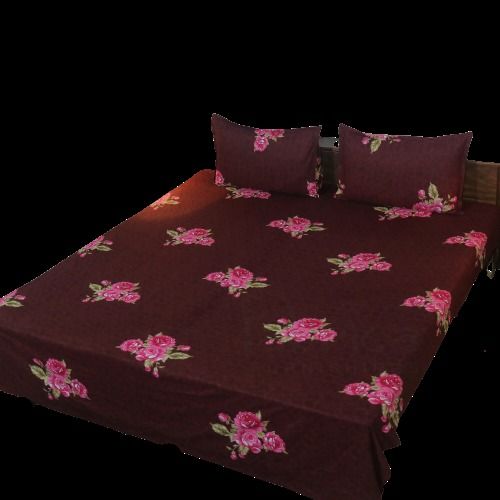 Maroon 100% Pure Cotton Floral Printed King-Size Double Bed Sheets