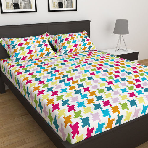 Multicolored King-Size 100% Pure Cotton Printed Double Bed Sheets