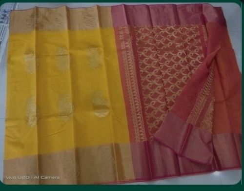 Party Wear Blended Banarasi Silk Saree With Blouse Piece