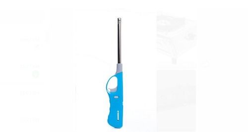Silver And Blue Gun Type Gas Lighter For Kitchen And Hotel With Stainless Steel Material