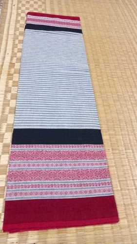 Mixed Striped Pattern Handloom Embroidered Fashion Cotton Silk Saree For Women