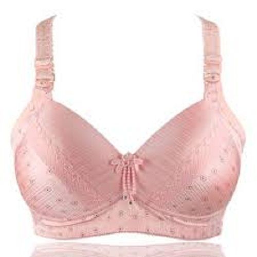 Comfortable And Breathable Baby Pink Stylish Cotton Padded Plain Ladies Bra 