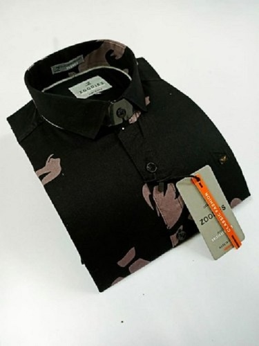Men'S Comfortable And Breathable Black Printed Cotton Collar Neck Casual Shirts Age Group: 20 25