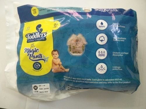 White Toddlers Disposable And Unisex Magic Pants Baby Diapers With Anti Leakage Properties